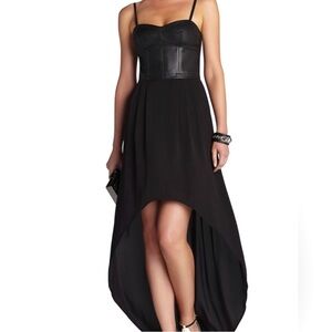 NWOT Leandra faux leather corset high low dress